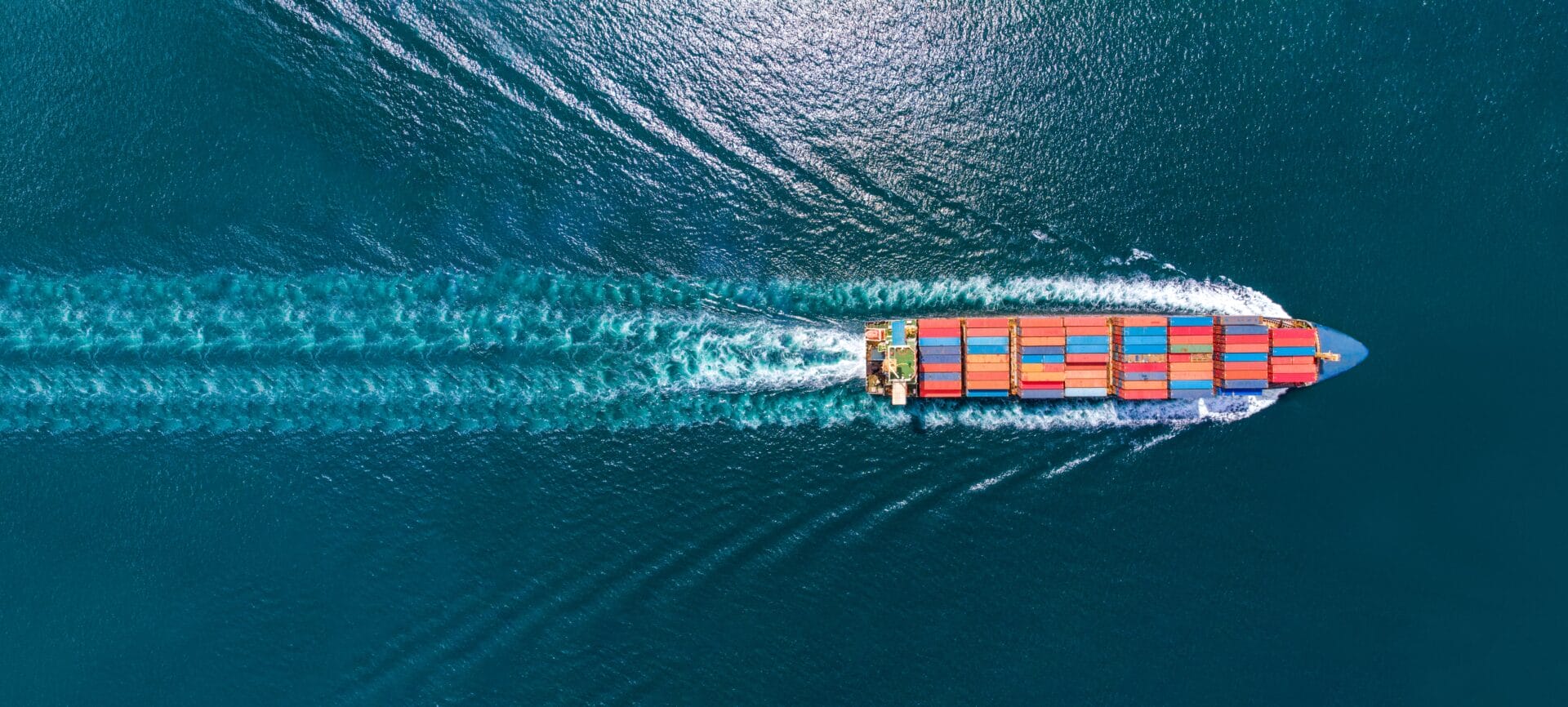 International cargo ship crossing the sea