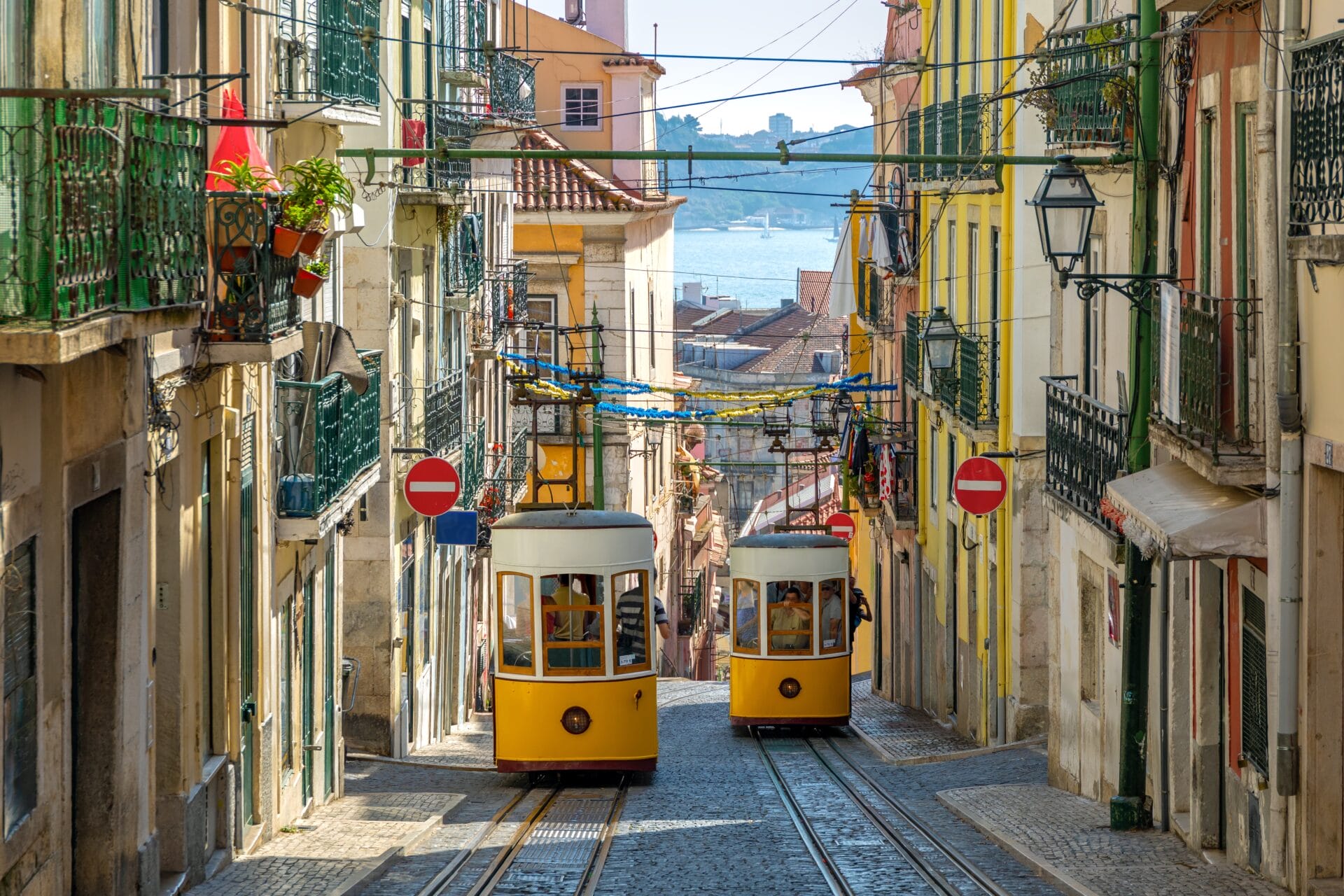 The gloria funicular in Lisbon, Portugal