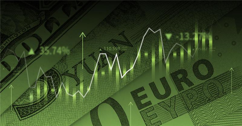 Euro banknote with FX graph
