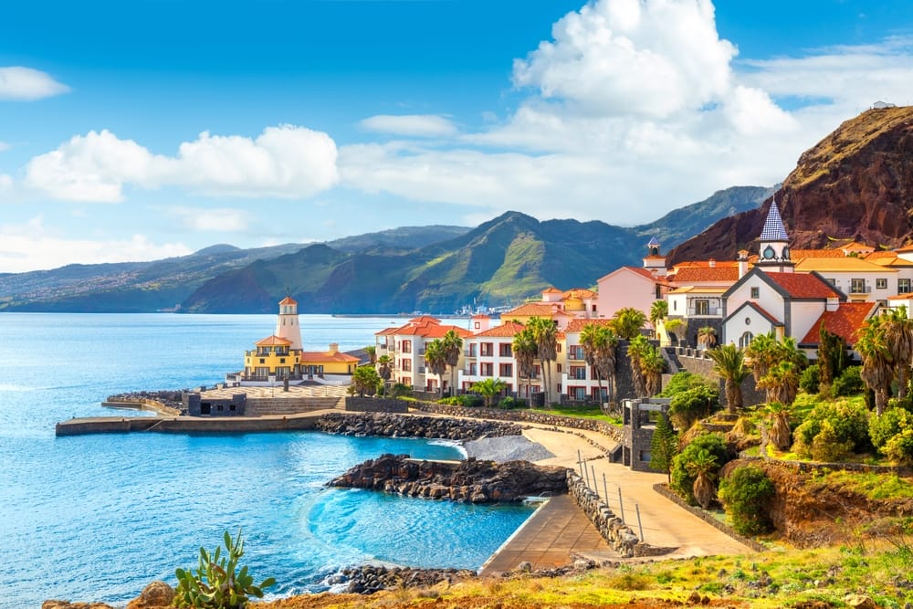 Panoramic view of the small village of Canical, near Ponta de Sao Lourenco in Madeira Island, Portugal